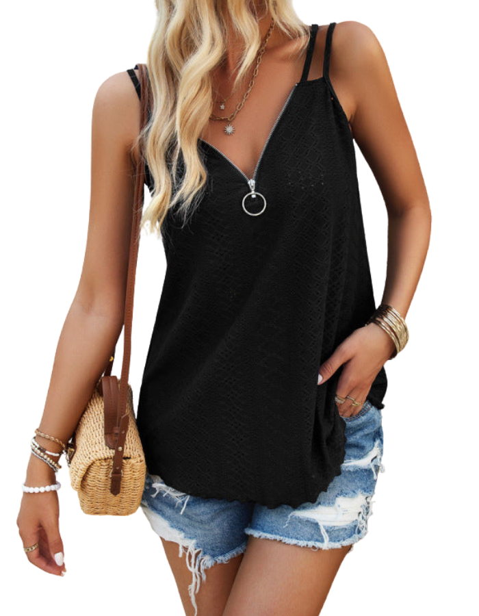 SHOPIQAT Women's Casual Zipper Camisole Top - Premium from shopiqat - Just $6.500! Shop now at shopiqat